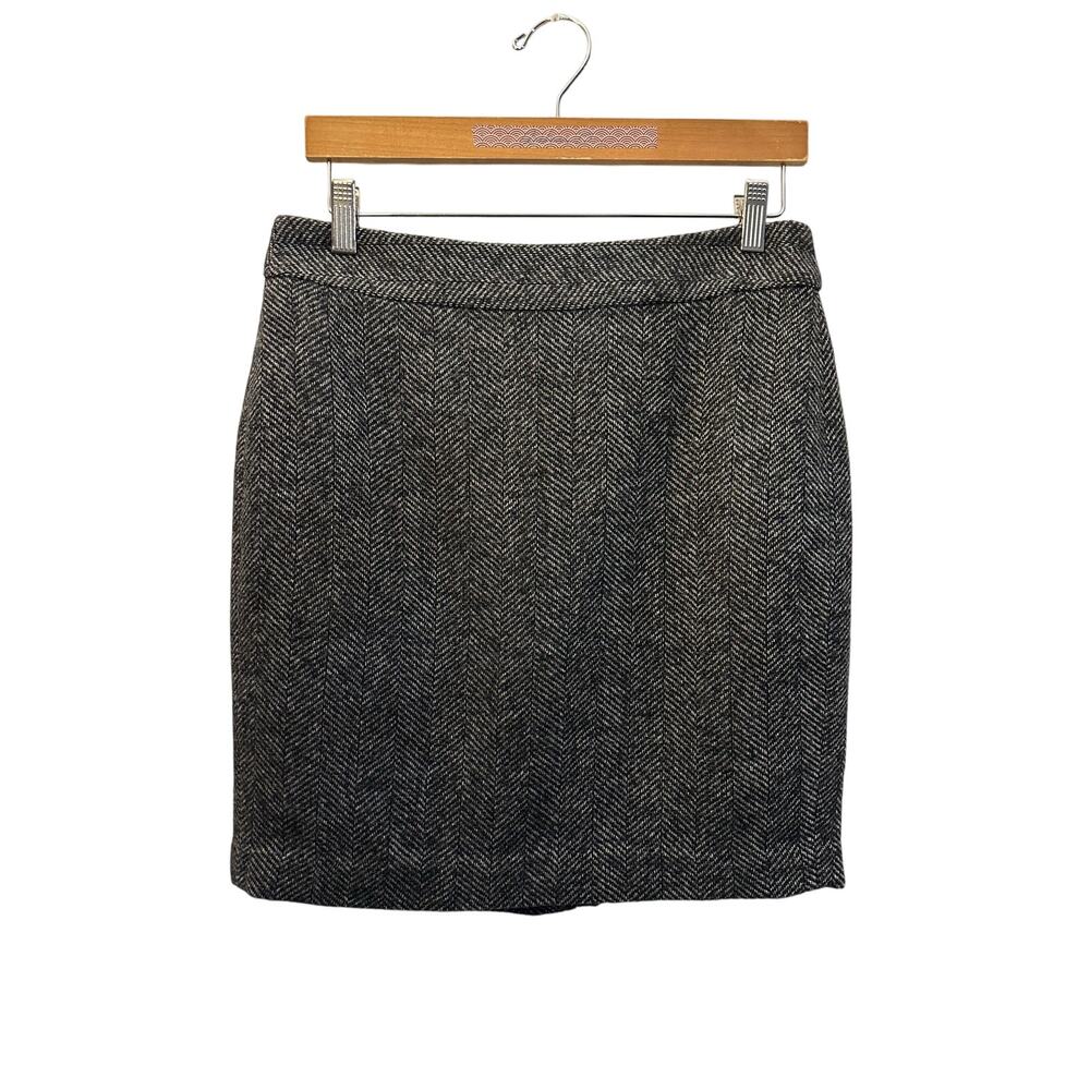 Banana Republic Factory Gray Cream Herringbone Tweed Skirt Lined Size 4 NWT